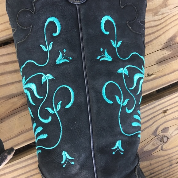 Lane Black and Turquoise Cowgirl Boots - Picture 3 of 9